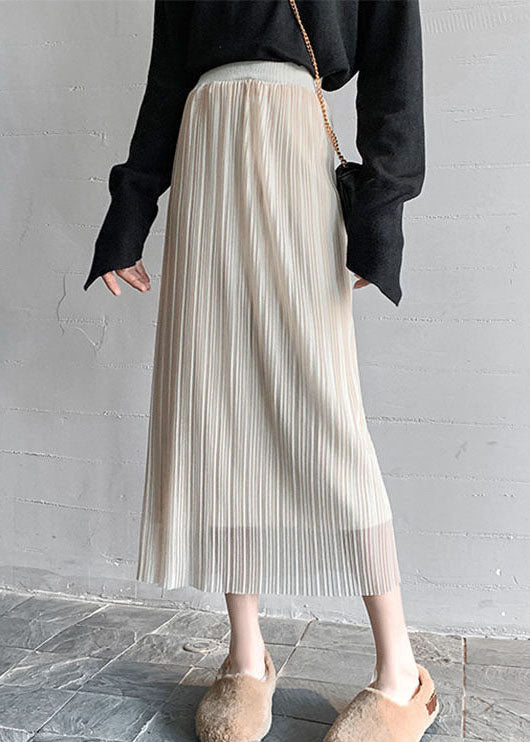 Abrikoos | Gebreide Plooirok Elegante Look Lente 1