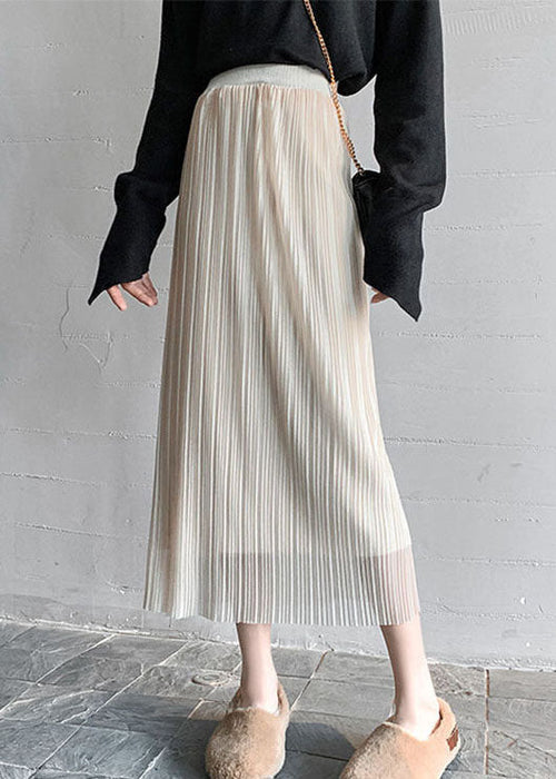 Abrikoos | Gebreide Plooirok Elegante Look Lente 1