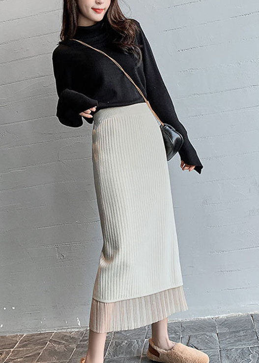 Abrikoos | Gebreide Plooirok Elegante Look Lente 2