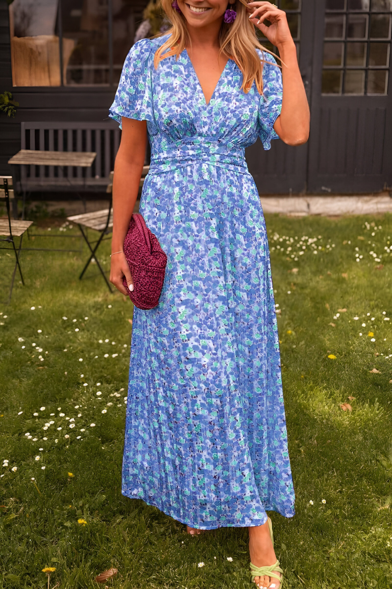 Amara | Lange Jurk V-hals Bloemenprint Zomer 3