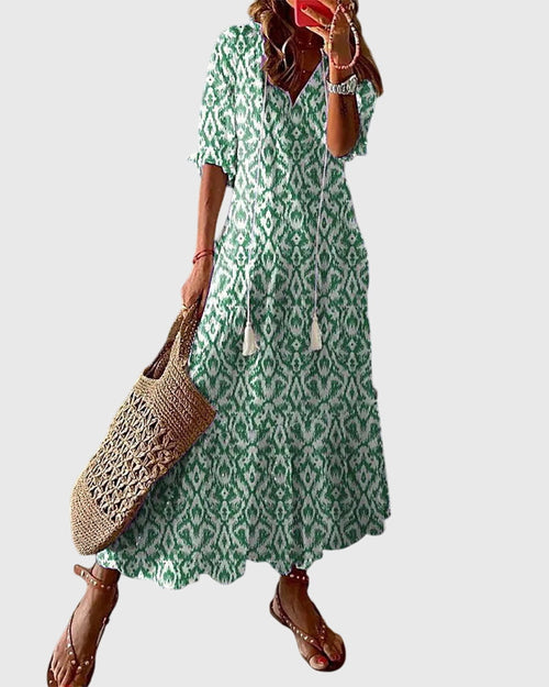 Amara | Zomerjurk Dames V-hals Boho Vintage Style 1