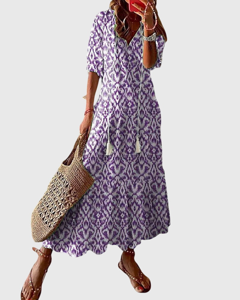 Amara | Zomerjurk Dames V-hals Boho Vintage Style 2