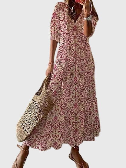 Amara | Zomerjurk Dames V-hals Boho Vintage Style 3