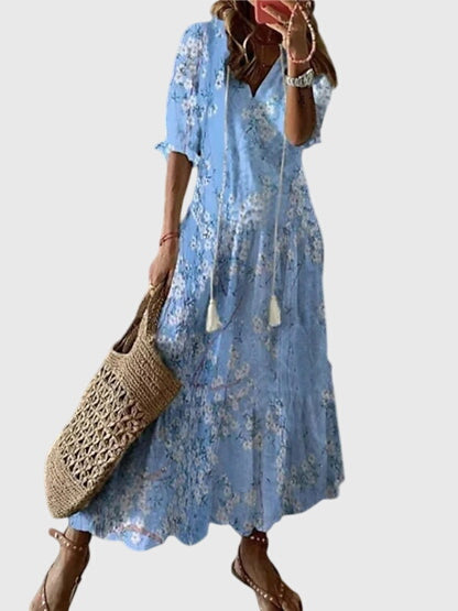 Amara | Zomerjurk Dames V-hals Boho Vintage Style 4