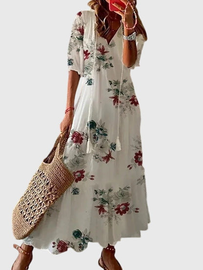 Amara | Zomerjurk Dames V-hals Boho Vintage Style 5