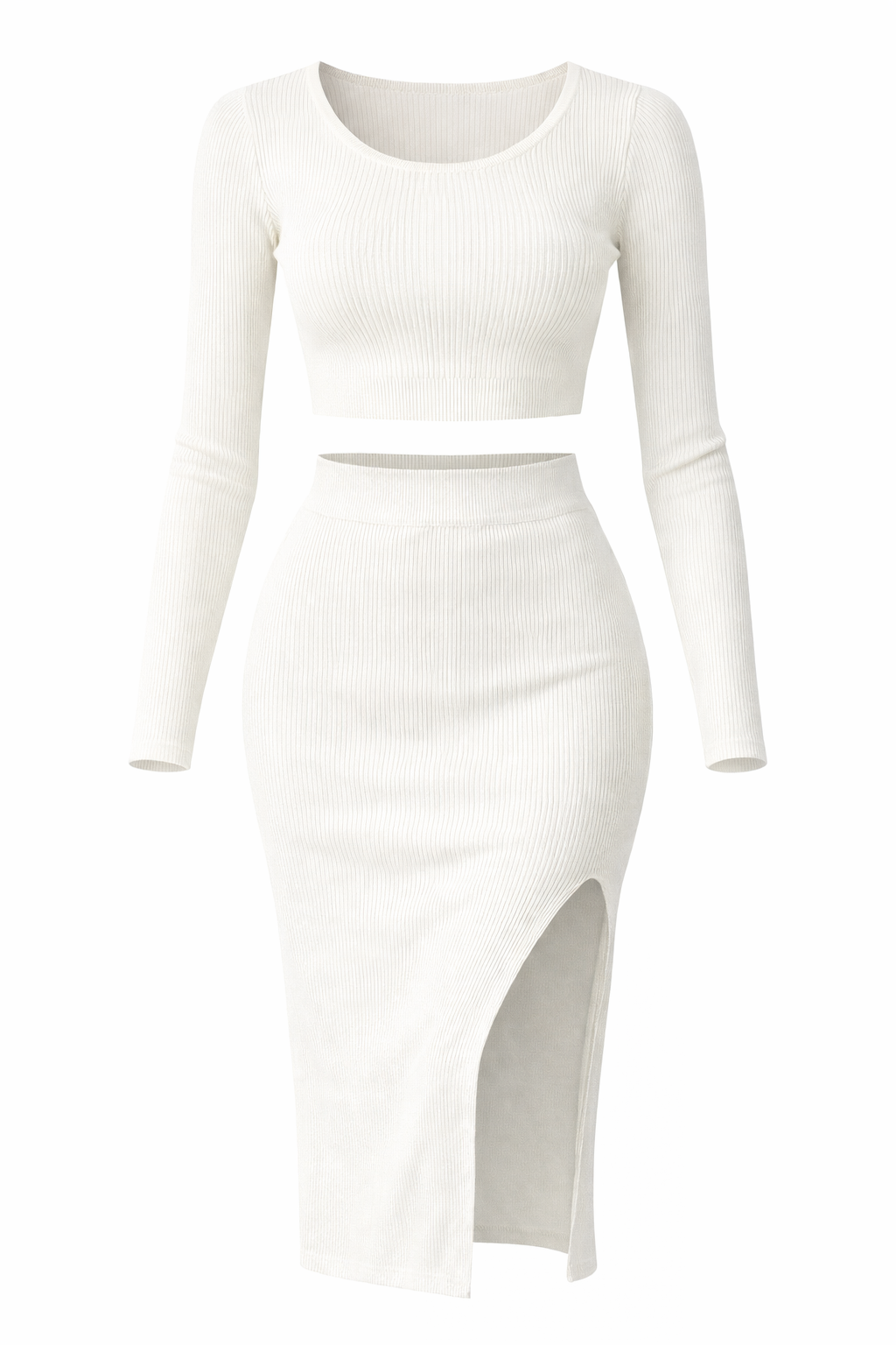Ariana | Elegant Geribbelde Twee-Piece Set met Midi-Rok 5
