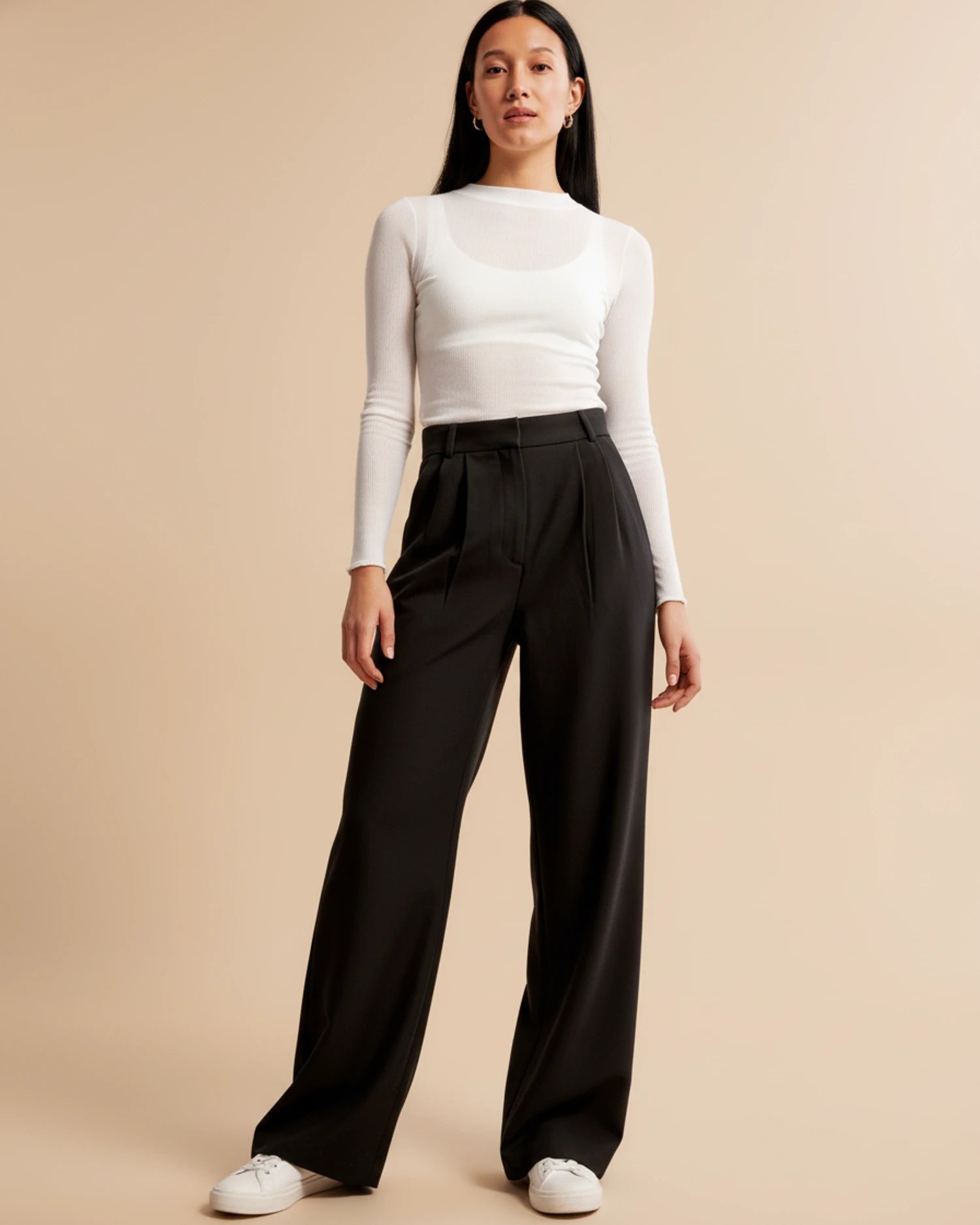 Beige Damesbroek Hoge Taille | Geplooide Damesmode 5