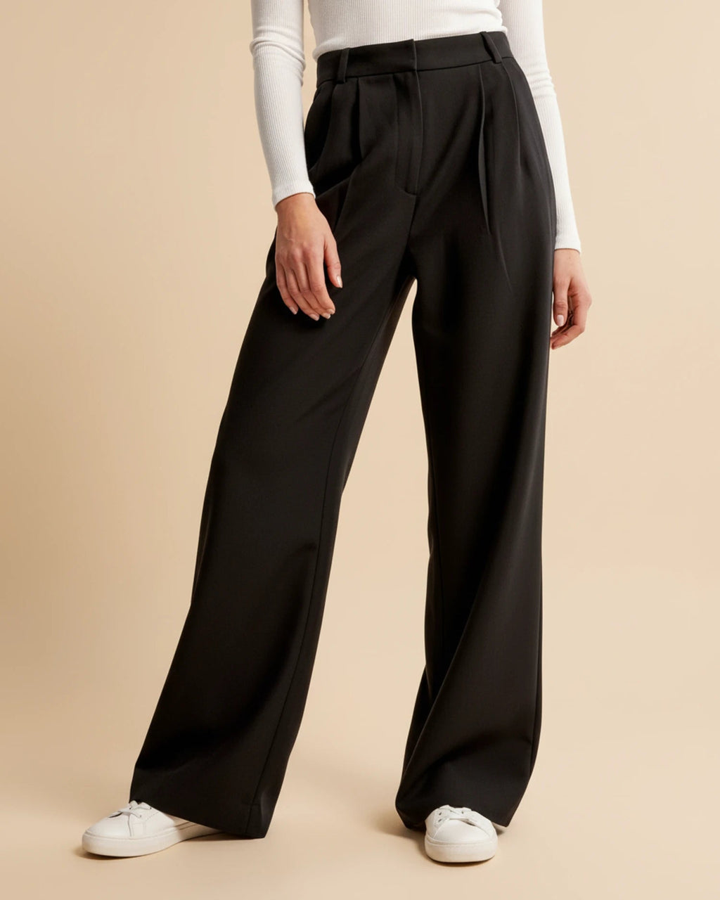 Beige Damesbroek Hoge Taille | Geplooide Damesmode 6