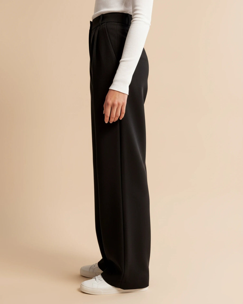 Beige Damesbroek Hoge Taille | Geplooide Damesmode 7