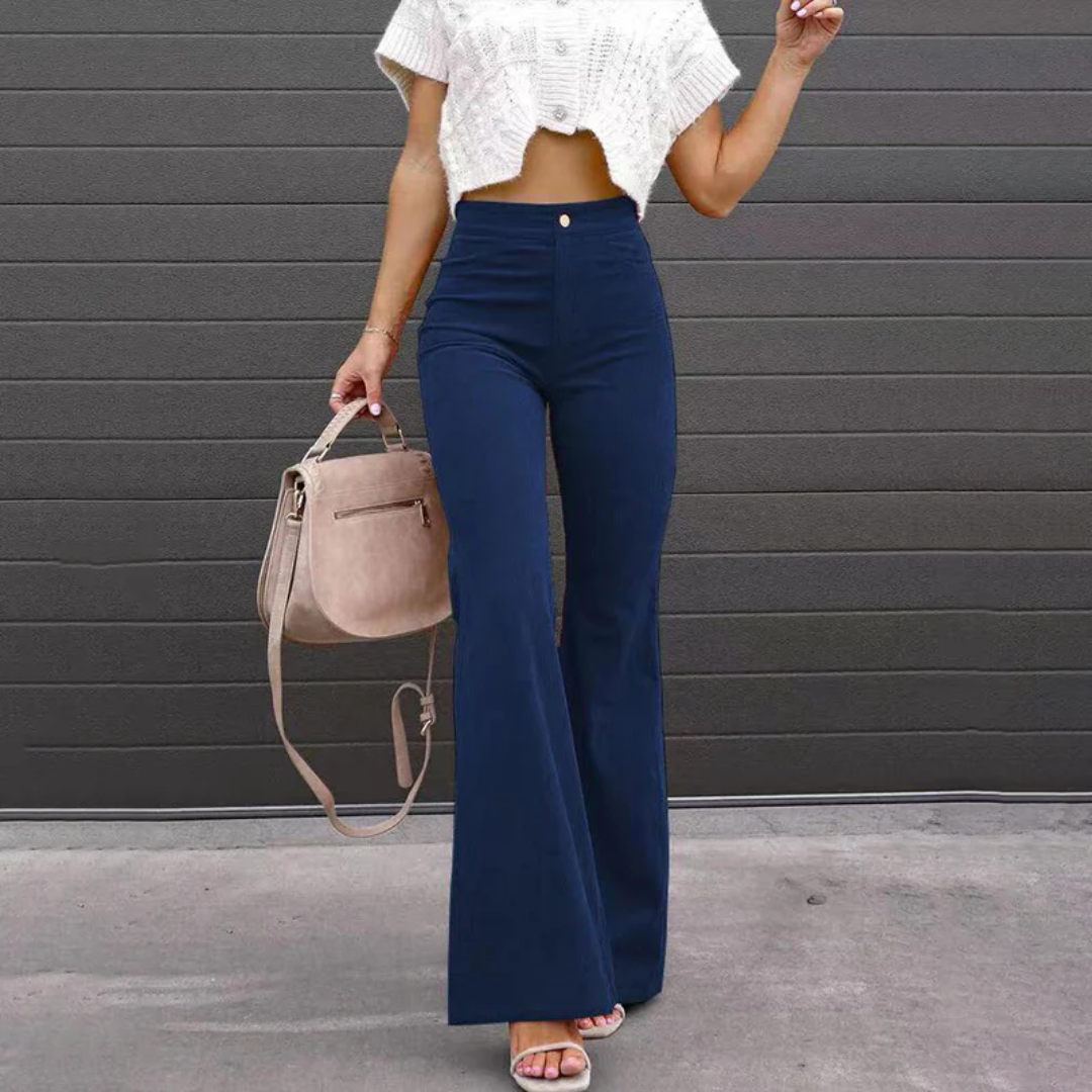 Bernice | Flatterende Hoge Taille Corduroy Uitlopende Broek 3