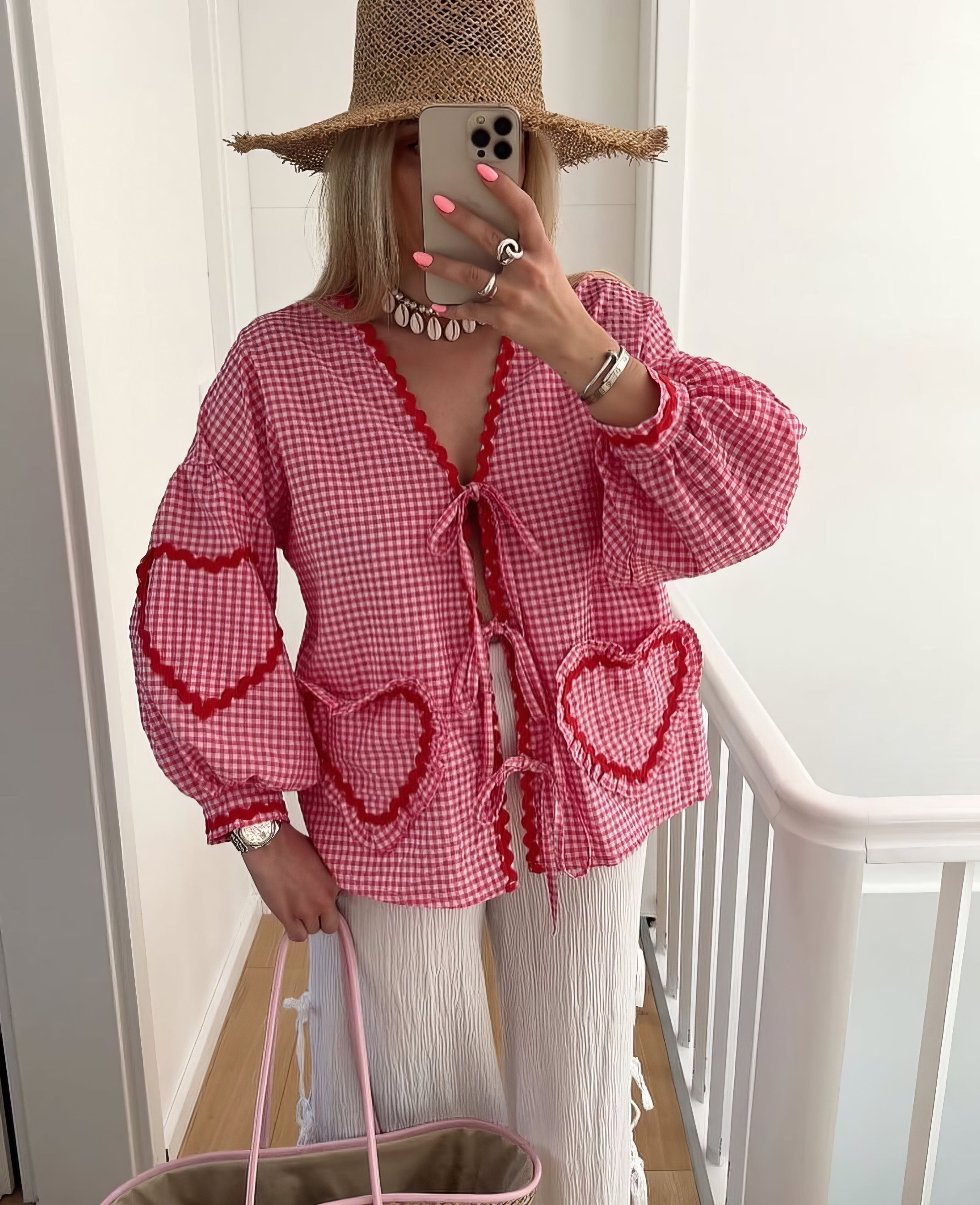 Betty | Romantische Blouse Dames met Hartprint 4