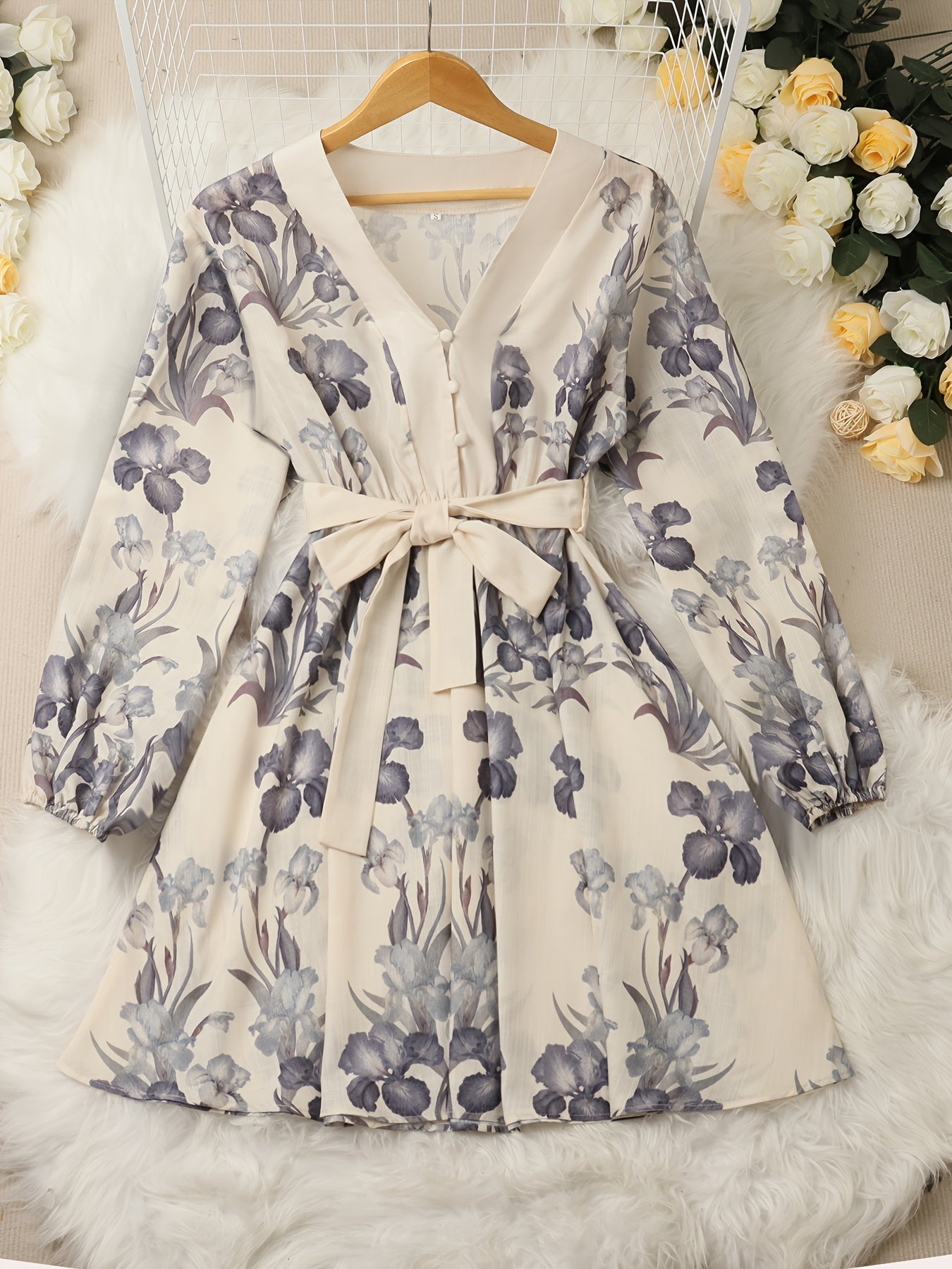 Bloemenprint V-Hals Damesjurk | Elegante Zomerjurk 2