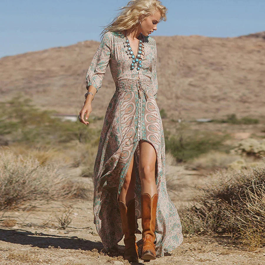 Boheme | Damesjurk Print V-hals Zomerstijl 1