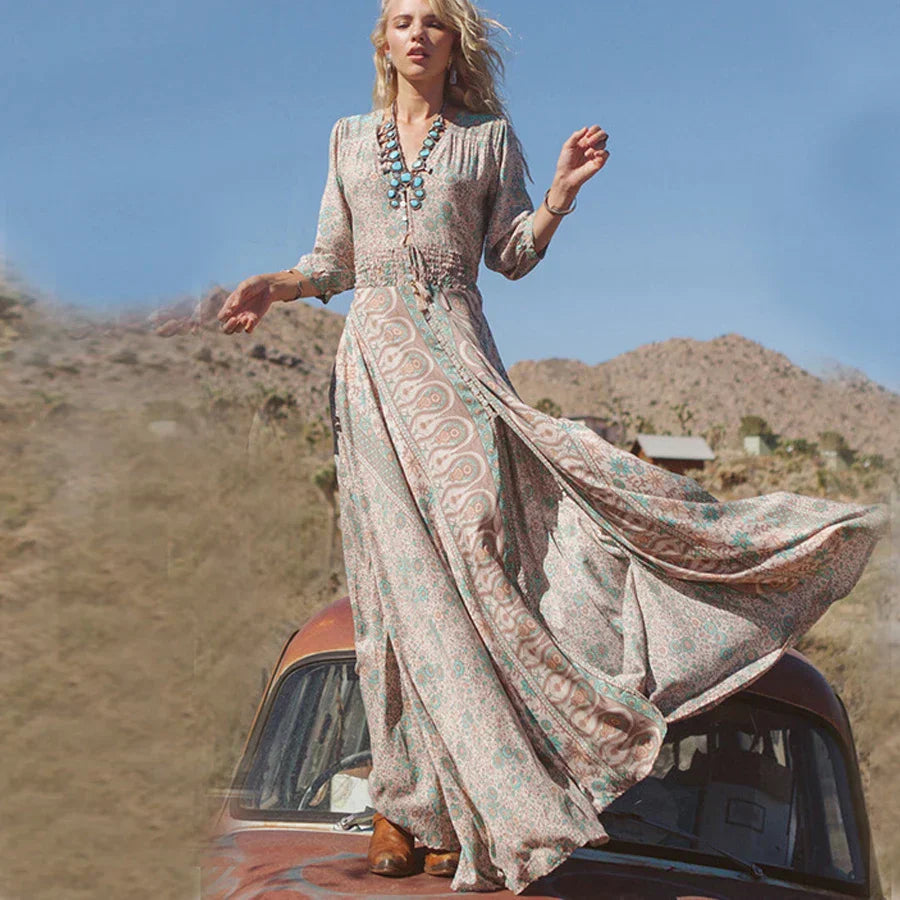 Boheme | Damesjurk Print V-hals Zomerstijl 2