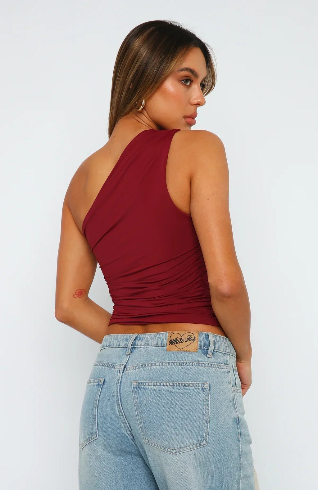 Bordeauxrode One-Shoulder Top | Dames Top 1