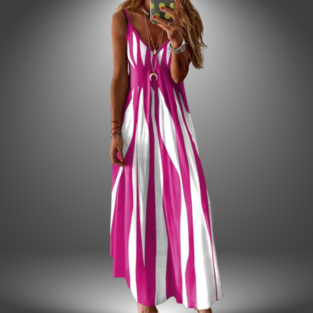 Brianna | Mouwloze Maxi Jurk Dames met Strepen 1