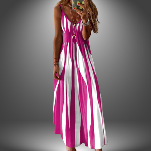 Brianna | Mouwloze Maxi Jurk Dames met Strepen 1