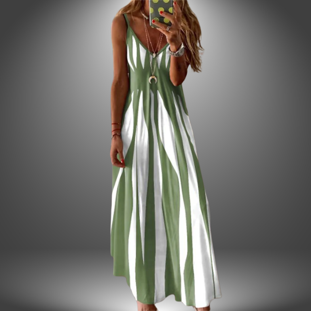 Brianna | Mouwloze Maxi Jurk Dames met Strepen 2