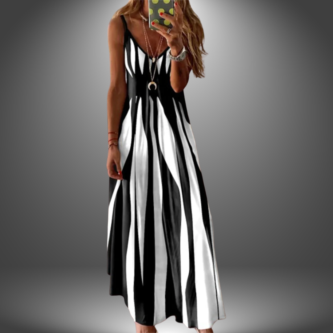 Brianna | Mouwloze Maxi Jurk Dames met Strepen 4