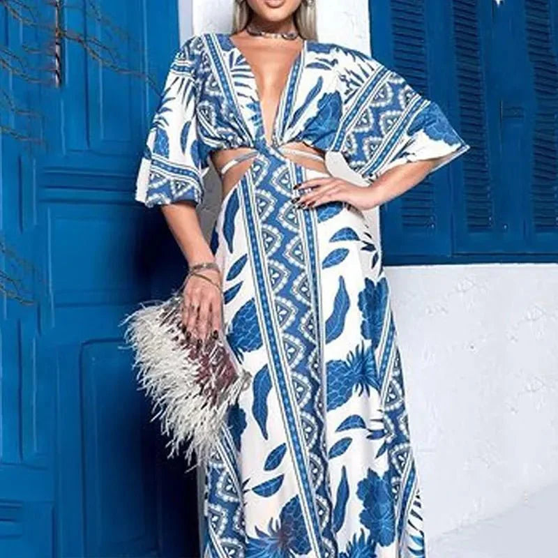 Cadora | Maxi Jurk Dames met Unieke Zomerprint 3