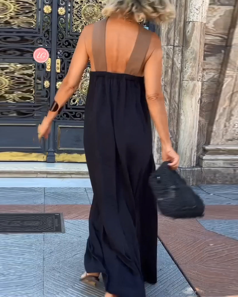 Camille | Elegante Lange Maxi Jurk Dames met Gekruiste Hals 4