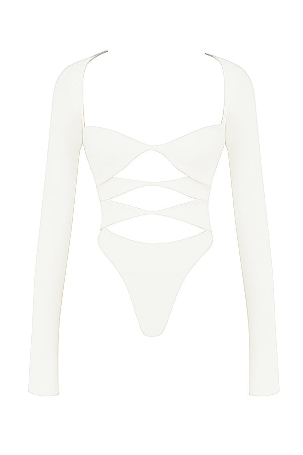 Chic Witte Uitsnijding Crop Top | Lange Mouwen voor Vrouwen 4