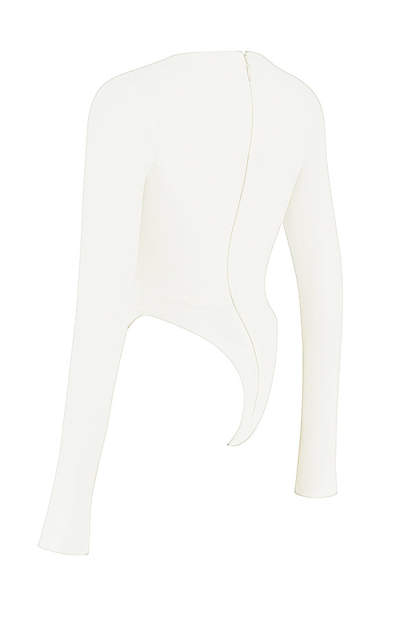 Chic Witte Uitsnijding Crop Top | Lange Mouwen voor Vrouwen 6