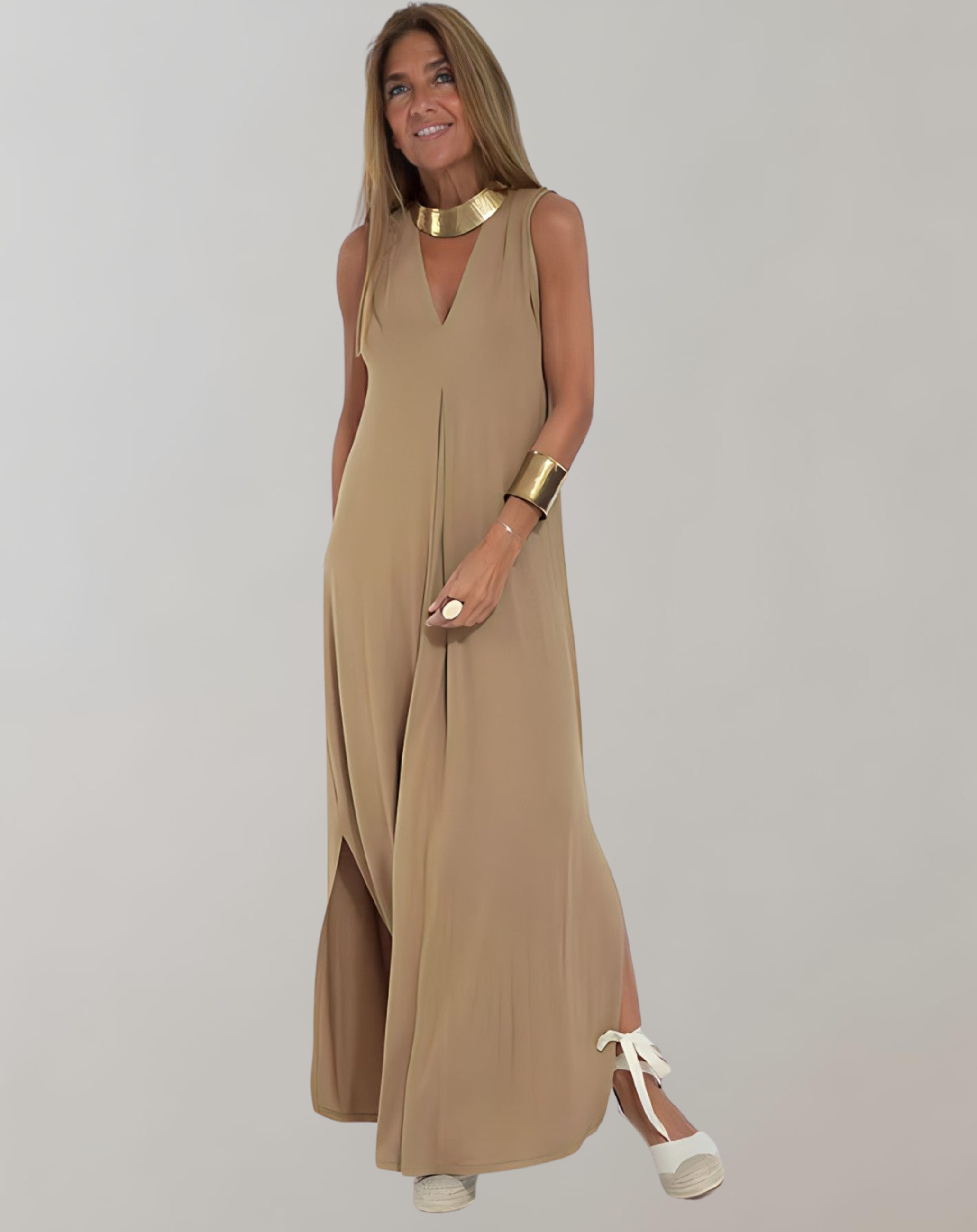 Christina Maxi Jurk V-hals | Lange Jurk Dames Zomer Elegantie 2