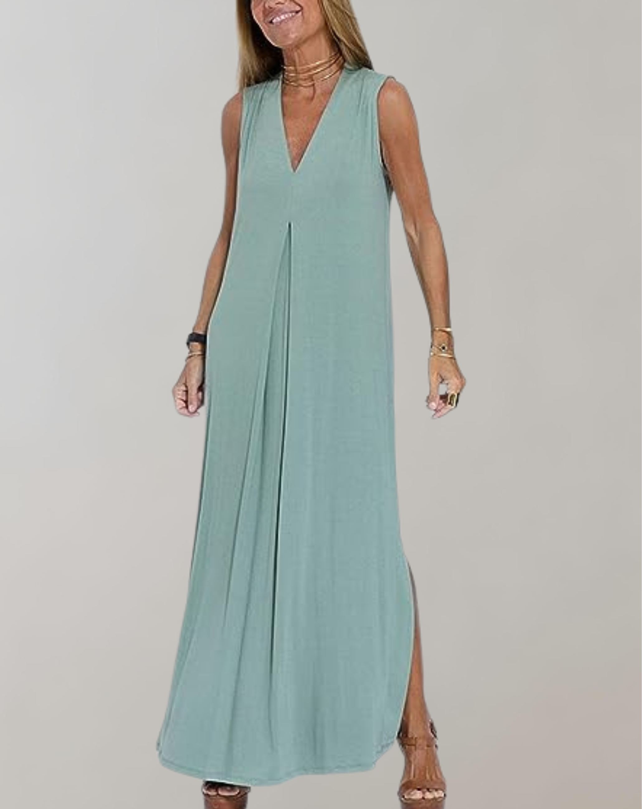 Christina Maxi Jurk V-hals | Lange Jurk Dames Zomer Elegantie 3