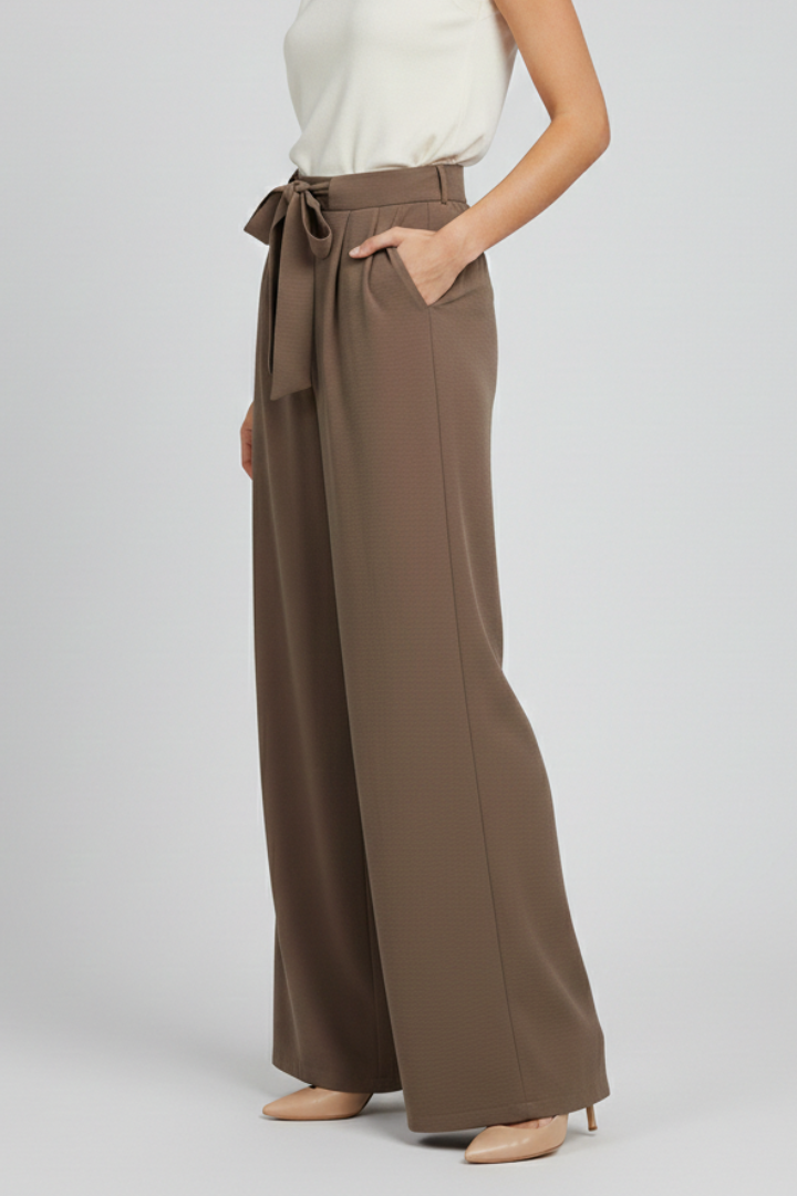 Dames Flared Broek met Koord Taille | Elegante Palazzo Pantalon 2