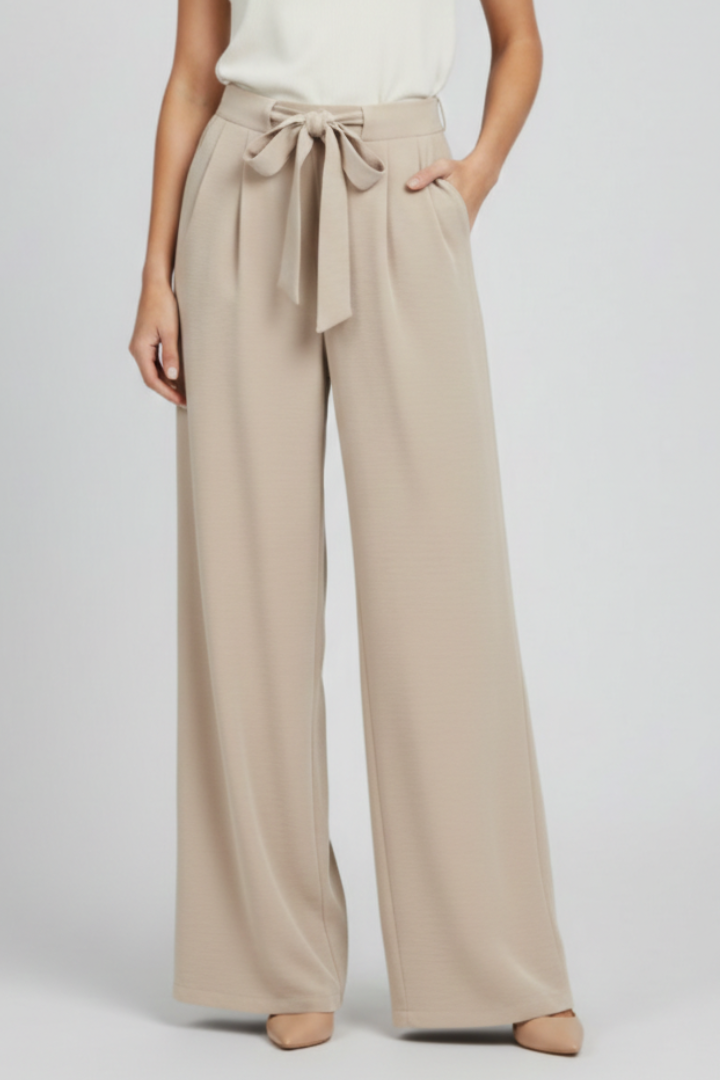 Dames Flared Broek met Koord Taille | Elegante Palazzo Pantalon 4