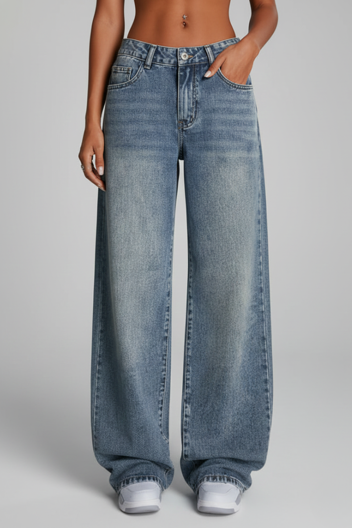Dames Jeans Met Wijde Pijpen | Relaxed Fit Spijkerbroek 0