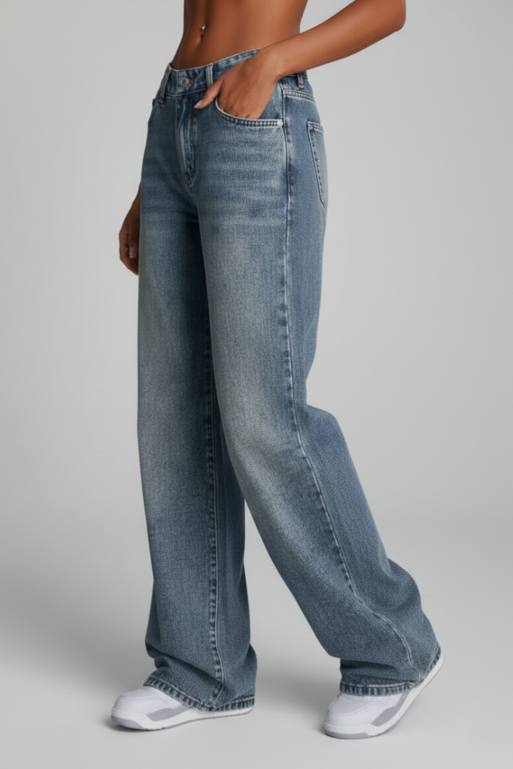 Dames Jeans Met Wijde Pijpen | Relaxed Fit Spijkerbroek 2