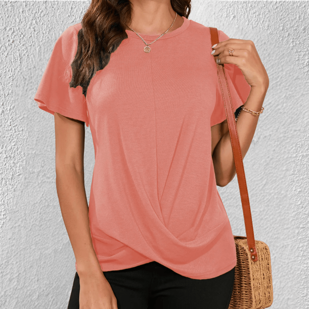 Dames T-shirt met Gedraaide Voorkant | Tops Dames Casual 0