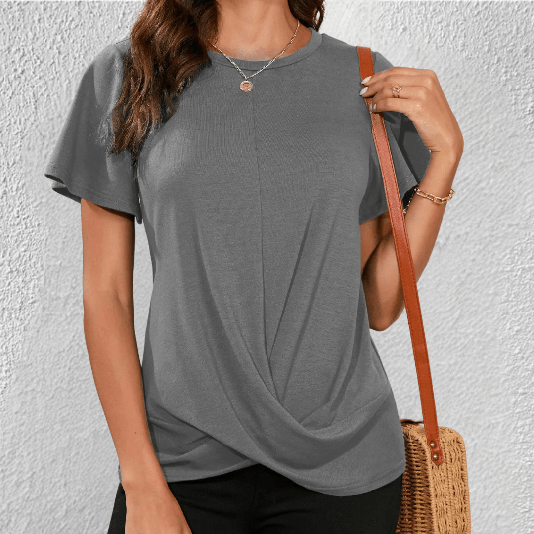 Dames T-shirt met Gedraaide Voorkant | Tops Dames Casual 1