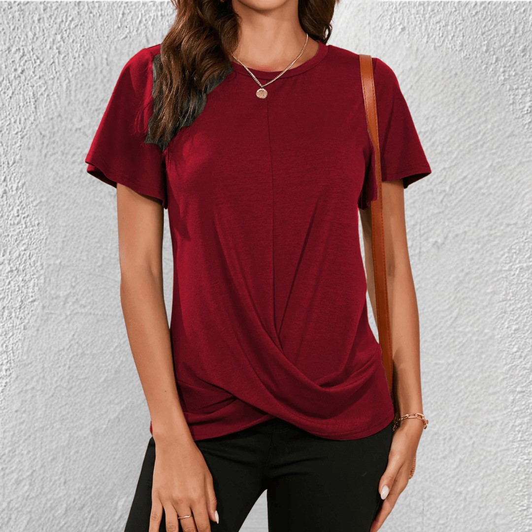 Dames T-shirt met Gedraaide Voorkant | Tops Dames Casual 4