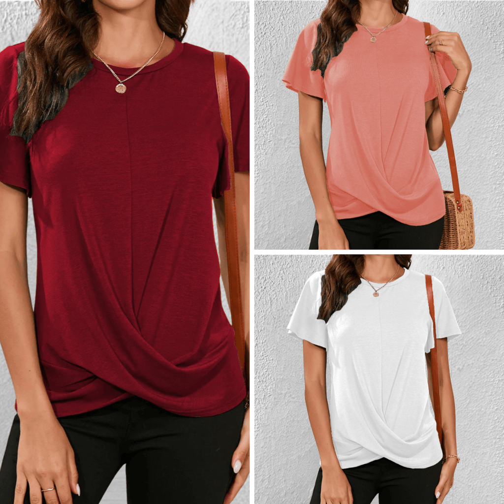 Dames T-shirt met Gedraaide Voorkant | Tops Dames Casual 5