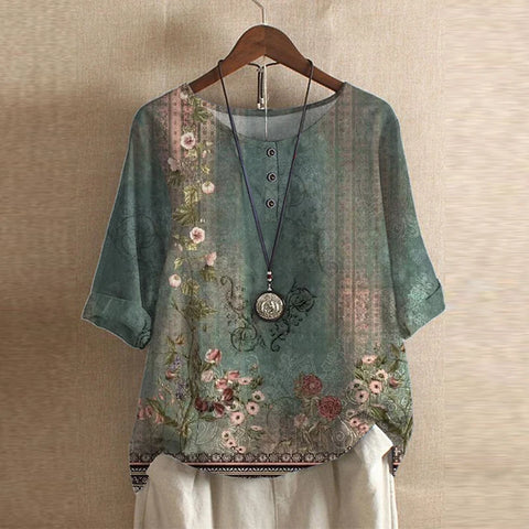 Damesblouse Bloemenprint | 3/4 Mouwen 0