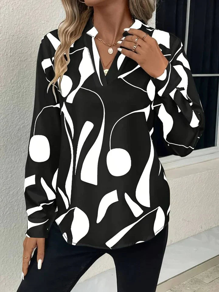 Damesblouse met Lange Mouwen en Abstracte Print | Stella 3