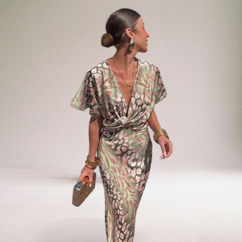 Domenica | Elegante Lange Maxi Jurk Dames met V-hals 2