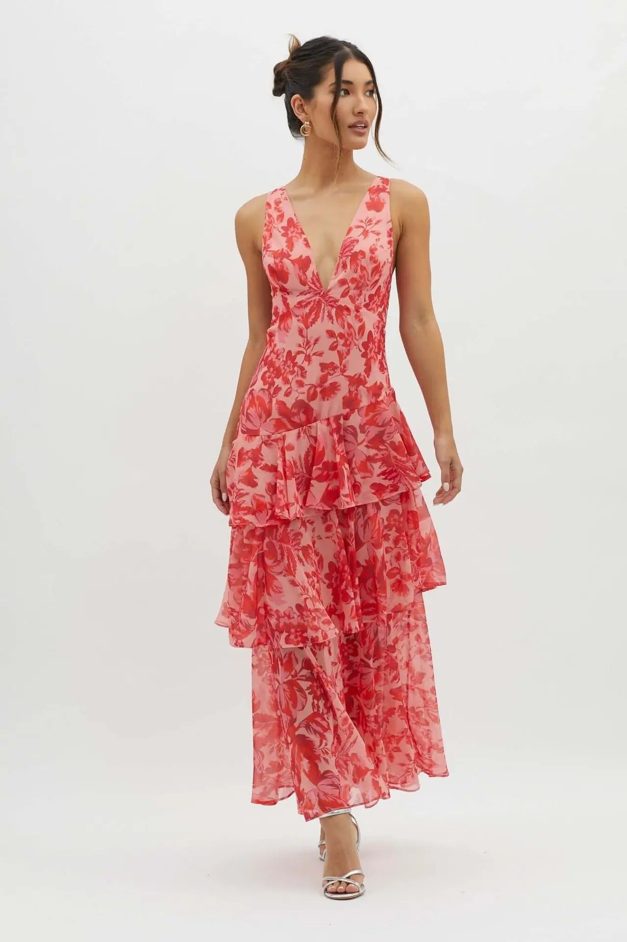 Eileen | Lange Zomerjurk Dames in Turquoise Chiffon 10