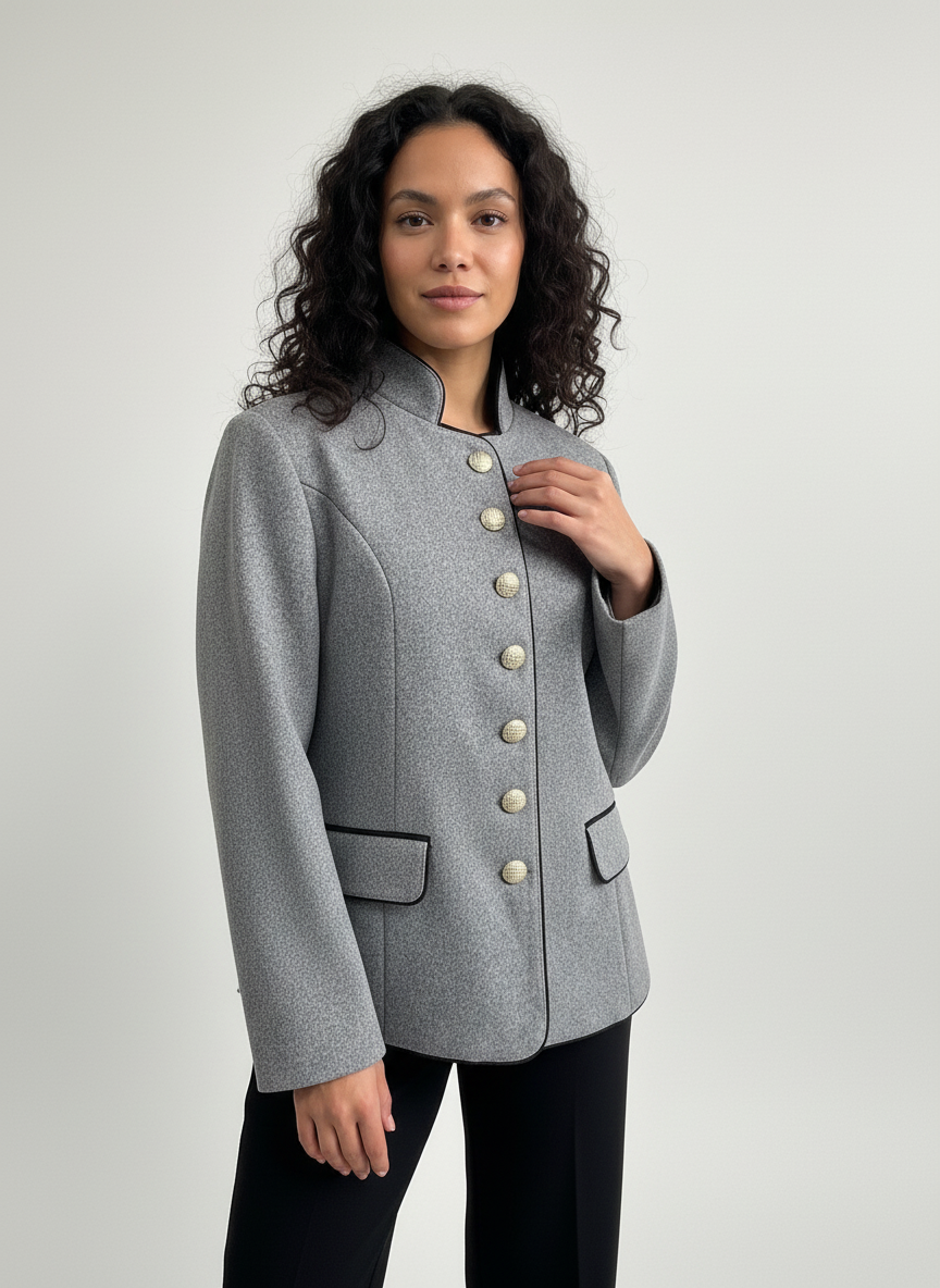 Elegante Damesblazer | Luxe Structuurstof met Hoge Kraag 4