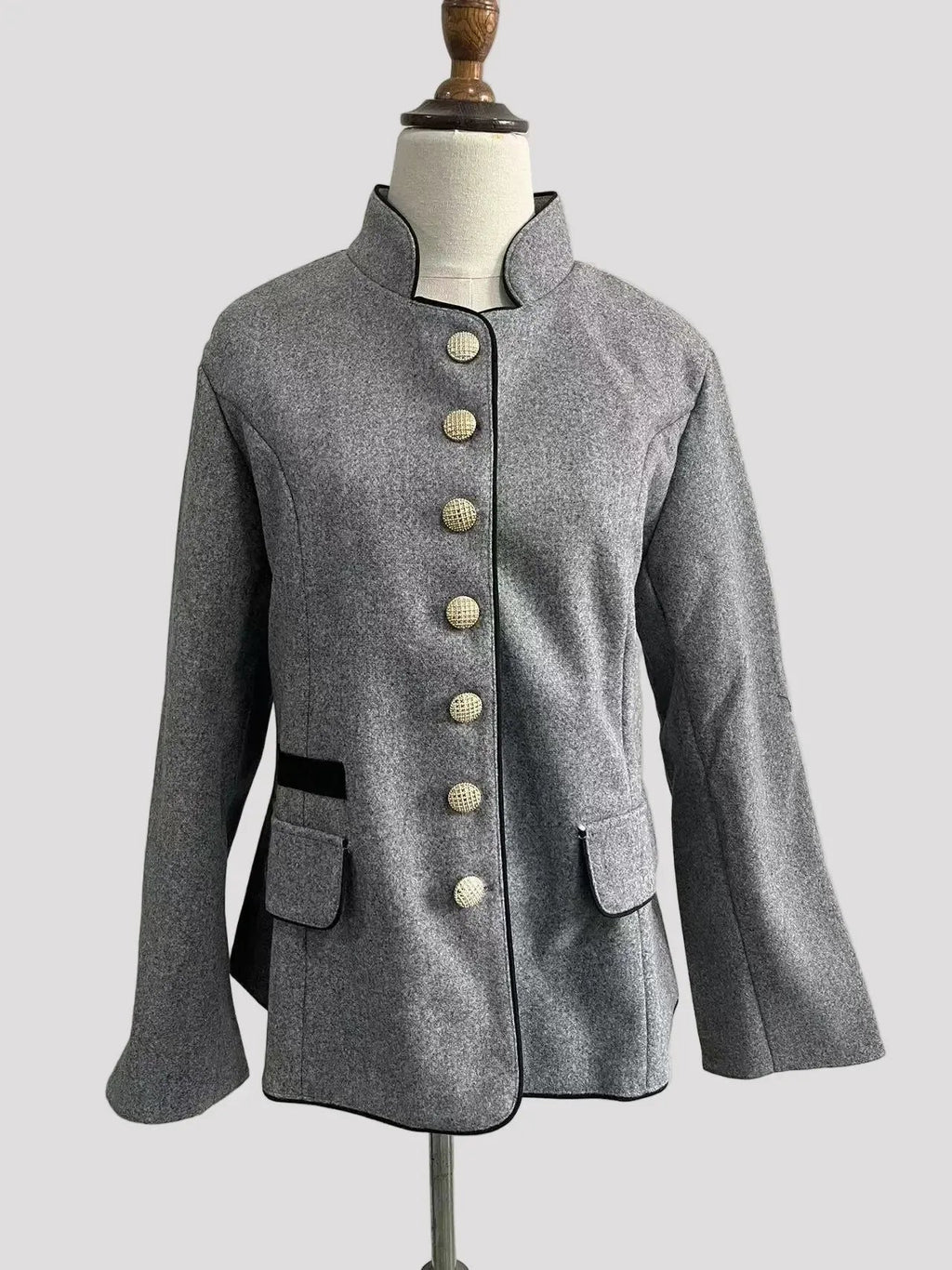 Elegante Damesblazer | Luxe Structuurstof met Hoge Kraag 6