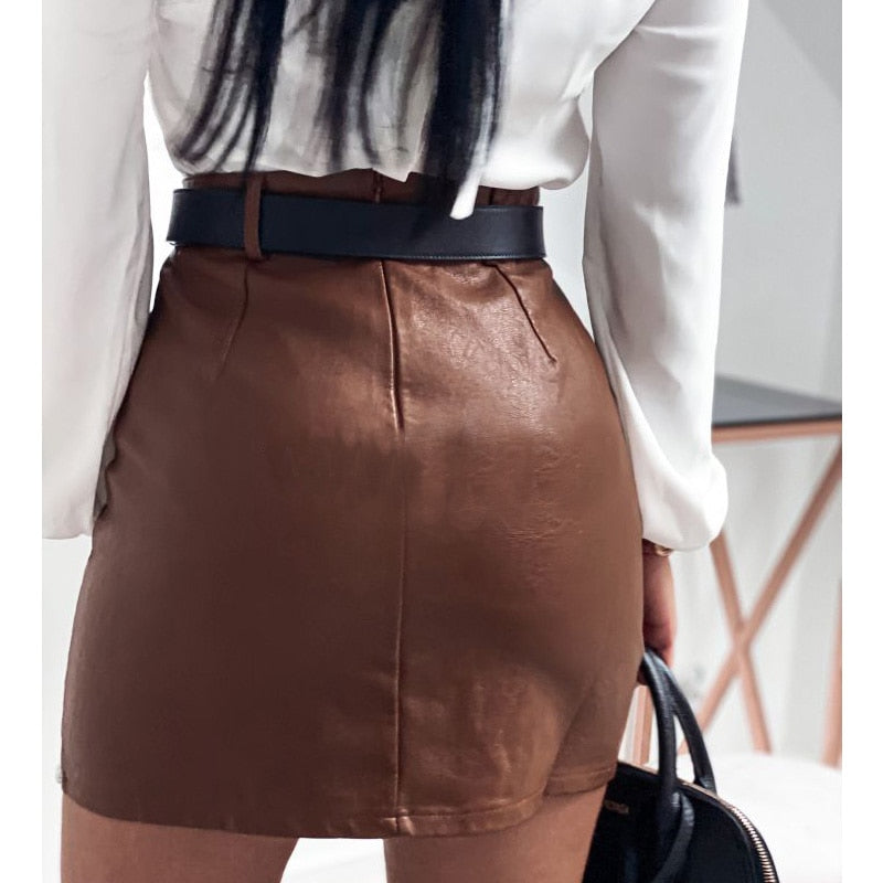 Elegante Faux Leren Rok Met Split | River Skirt 4