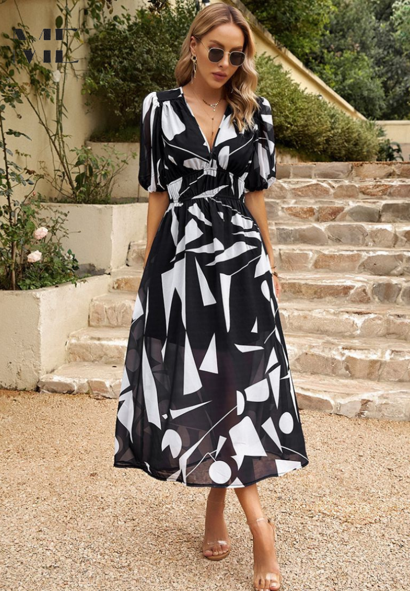 Elegante Gebloemde Midi-Jurk | Dames Jurk voor Speciale Gelegenheden 11