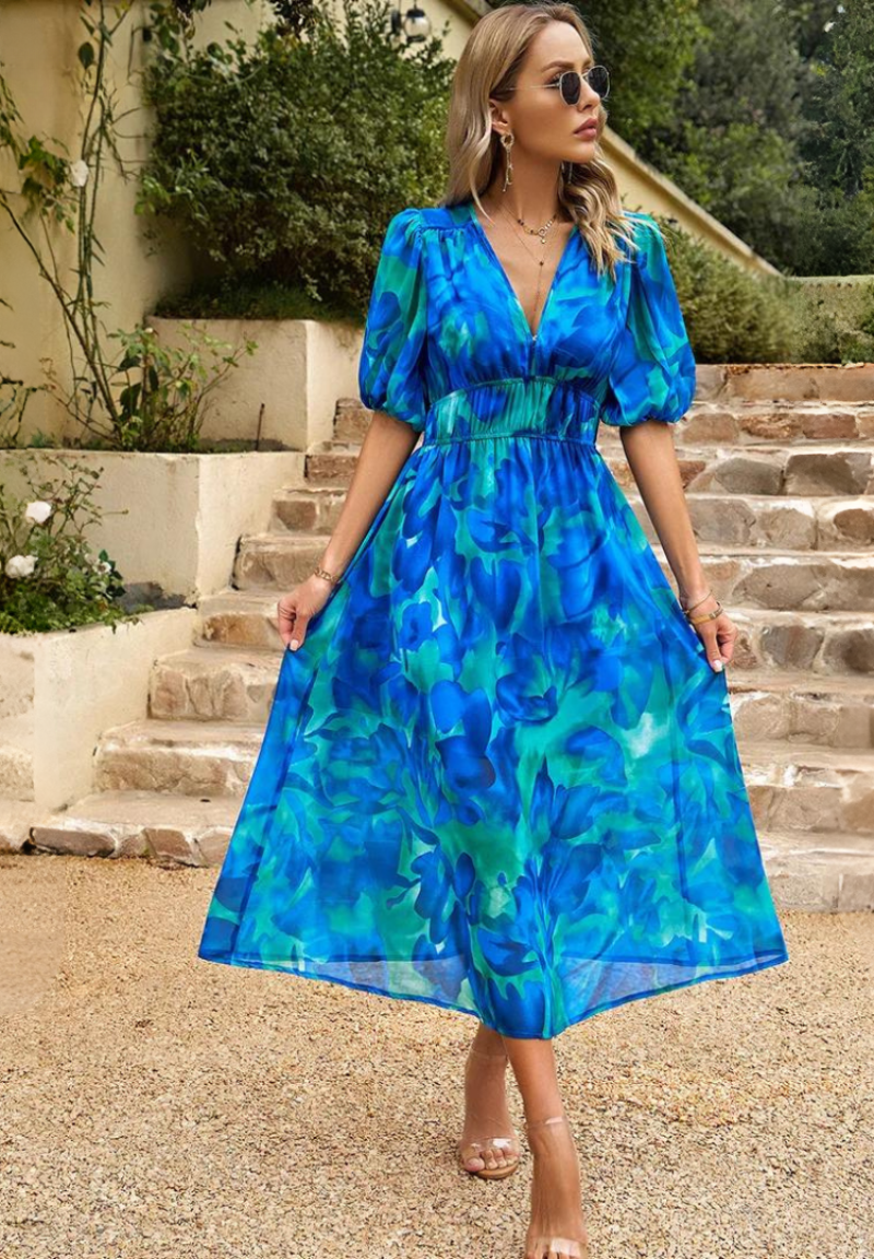 Elegante Gebloemde Midi-Jurk | Dames Jurk voor Speciale Gelegenheden 5