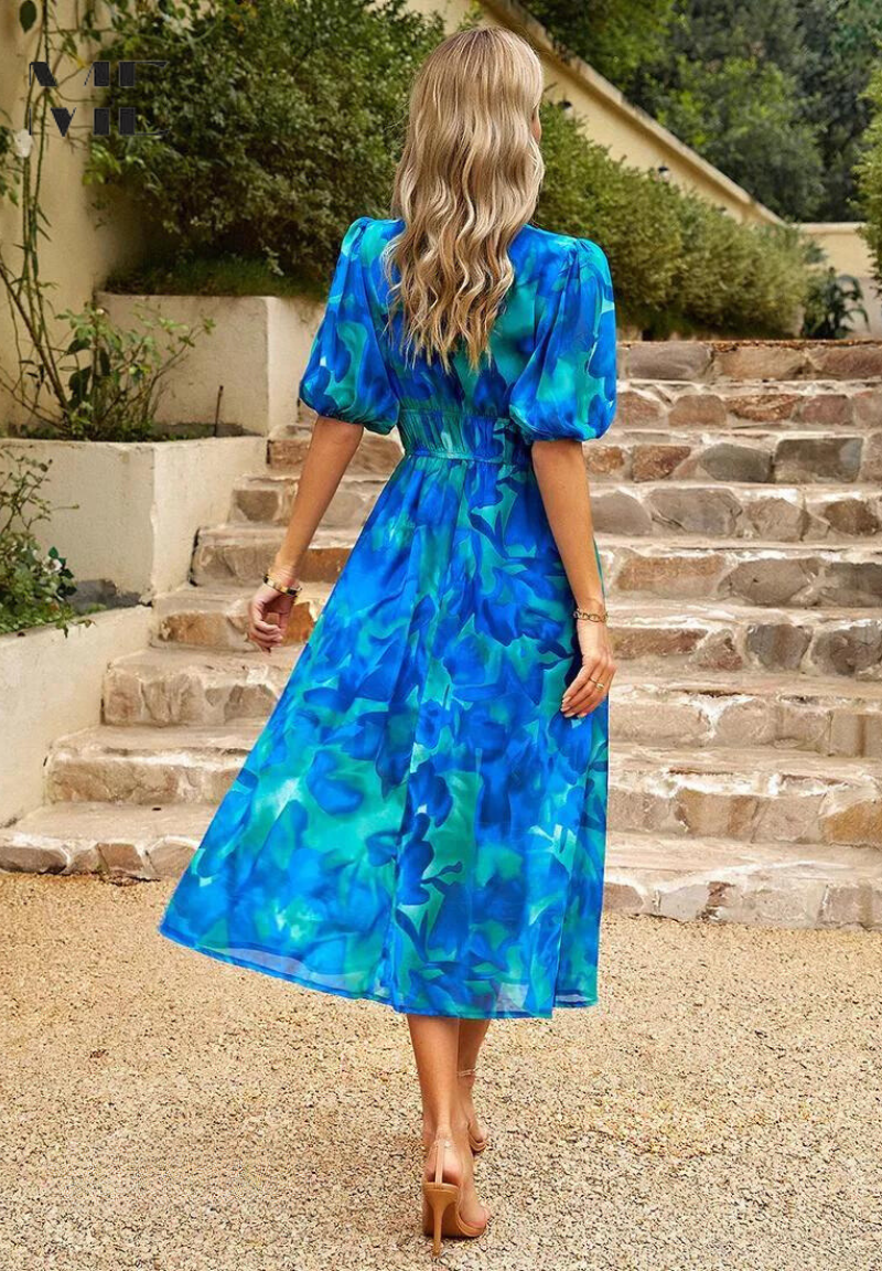Elegante Gebloemde Midi-Jurk | Dames Jurk voor Speciale Gelegenheden 6