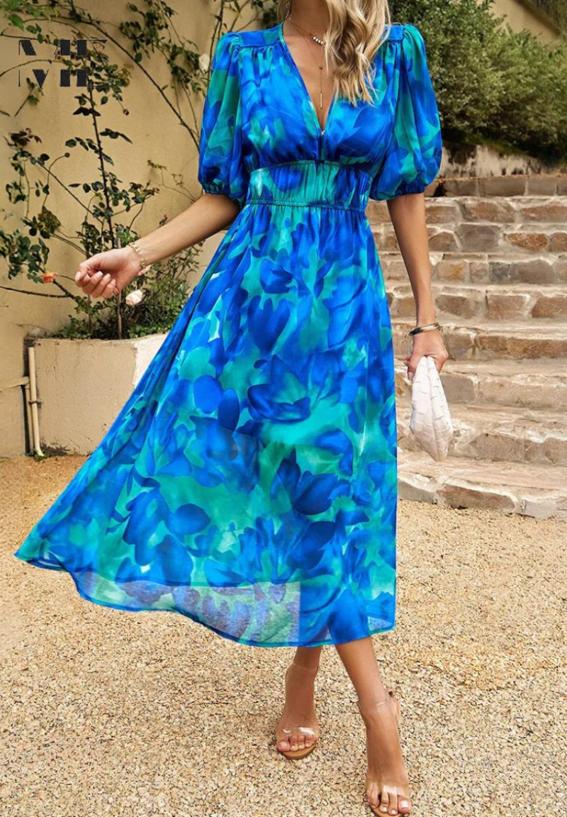 Elegante Gebloemde Midi-Jurk | Dames Jurk voor Speciale Gelegenheden 8
