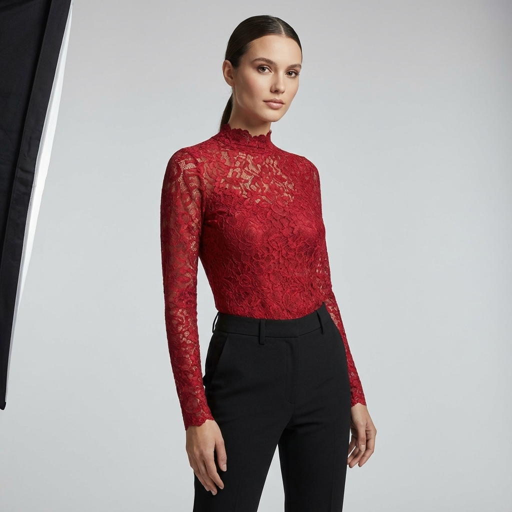Elegante Kanten Col Top | Blouse Dames Zwart 4