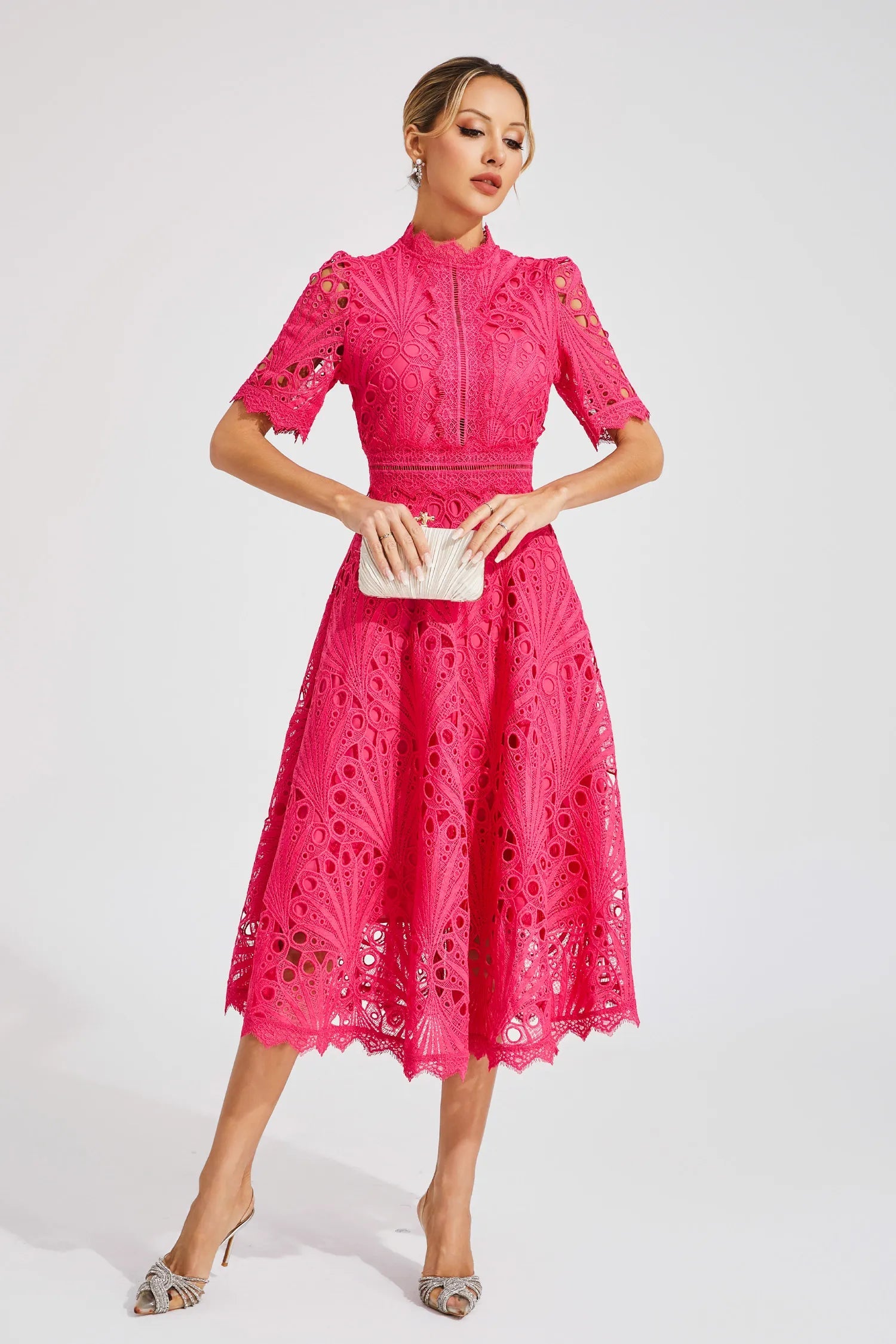 Elegante Kanten Midi-Jurk | Dames Jurken Bruiloft Zomer 2